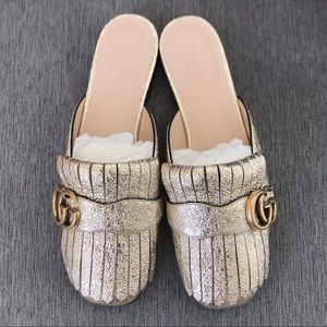 Gucci Marmont GG Metallic Laminate leather Slipper